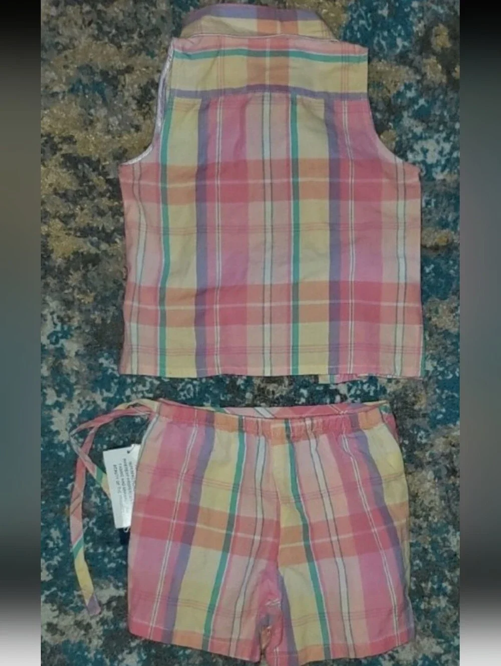 New Ralph Lauren Plaid Sleeveless Top and Shorts Set Size 12 Months